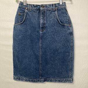 Lee Vintage Size 14 Medium Acid Wash Denim Pencil Skirt Retro Streetwear